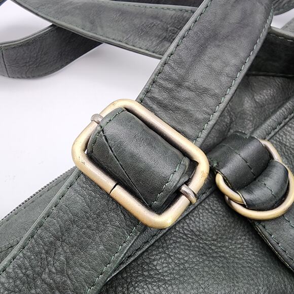 Great American Leather Works Green Leather Handbag Crossbody Shoulder Bag Grunge - Picture 4 of 12